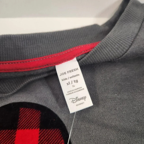 3 for $30! Joe Fresh Disney Kids Plaid  Mickey Mouse Sweatshirt Gray NWT - Picture 4 of 6